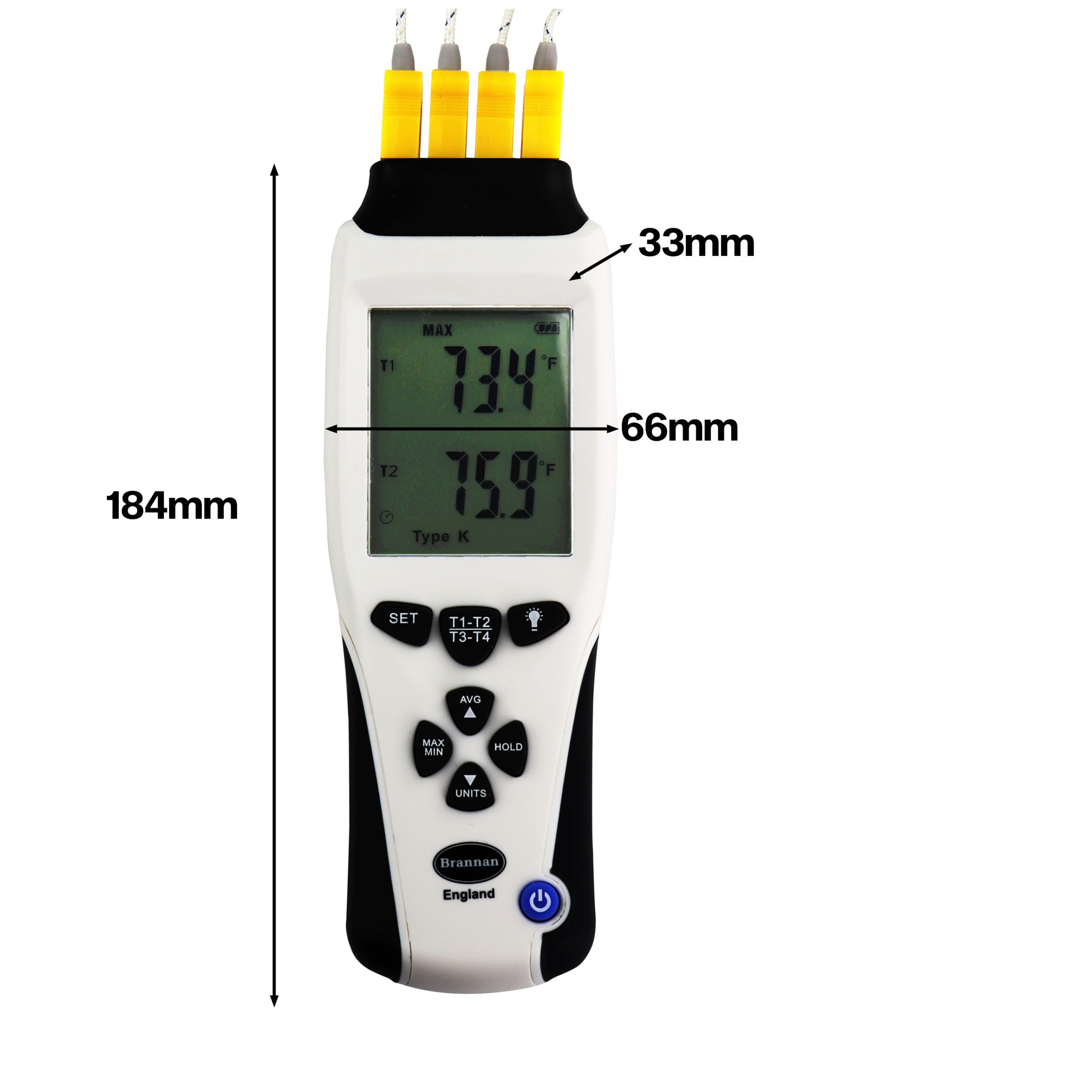 Thermomètre compact étanche à thermocouple type K °C/°F, min/max
