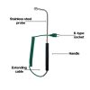 Curved head K-type temperature probe for contact/surface use