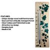 380mm wide wood wall thermometer - ivy design