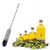 Olive oil hydrometer with olive oil bottles